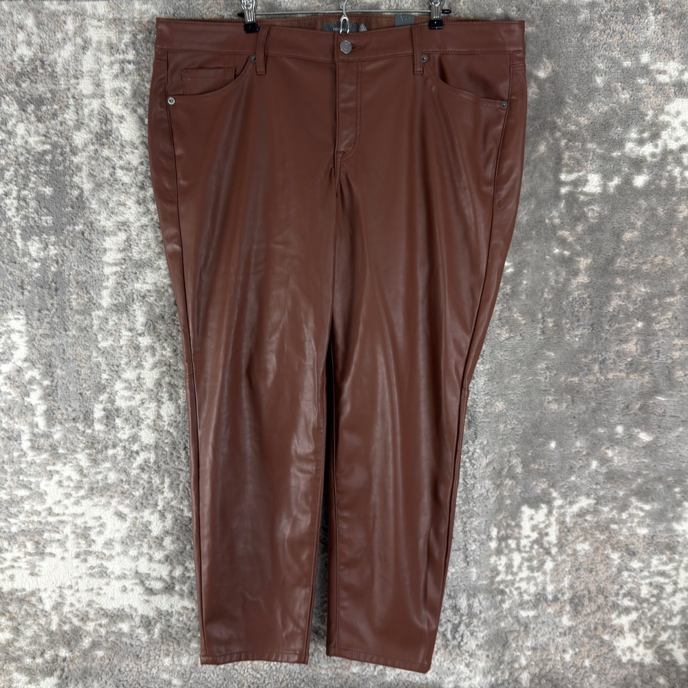 New Torrid Size 20 Faux Leather Skinny High Rise Pant Root Beer Brown Womens